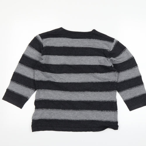 fabrizie Womens Black Striped  Pullover Jumper Size S