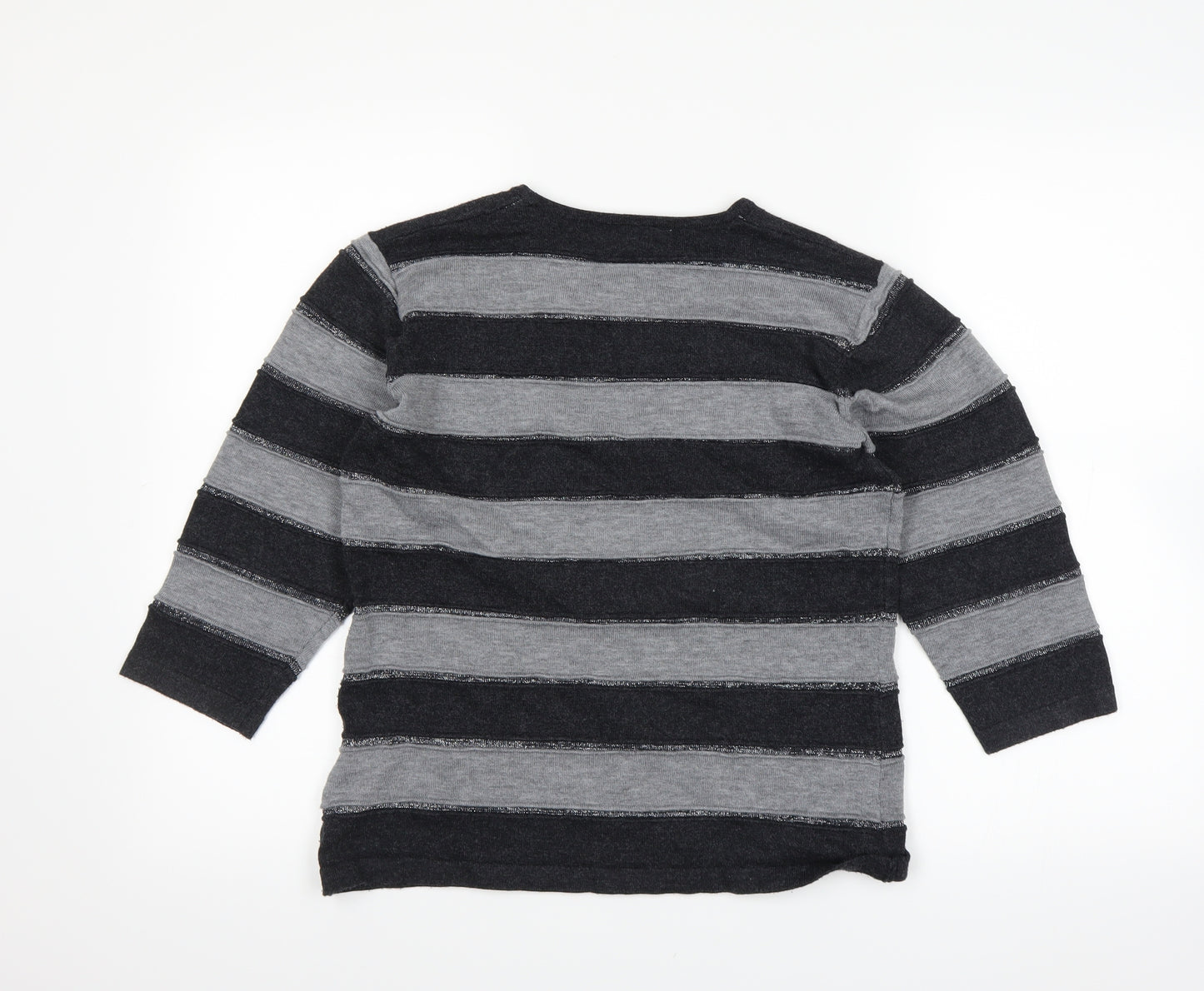 fabrizie Womens Black Striped  Pullover Jumper Size S