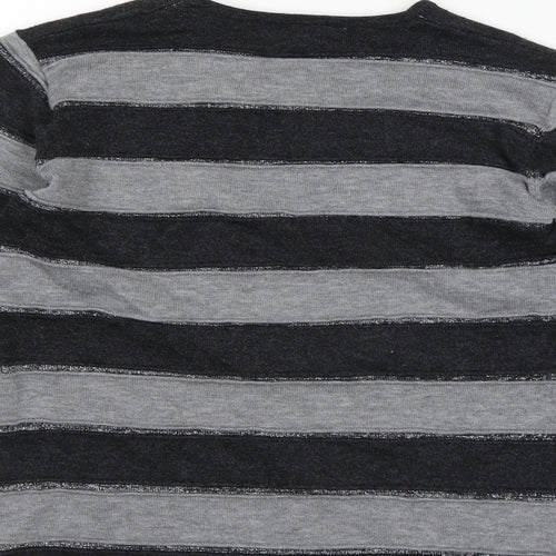 fabrizie Womens Black Striped  Pullover Jumper Size S