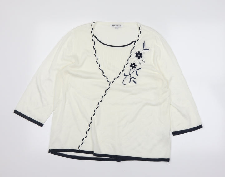 Annabelle Womens White Basic T-Shirt Size L