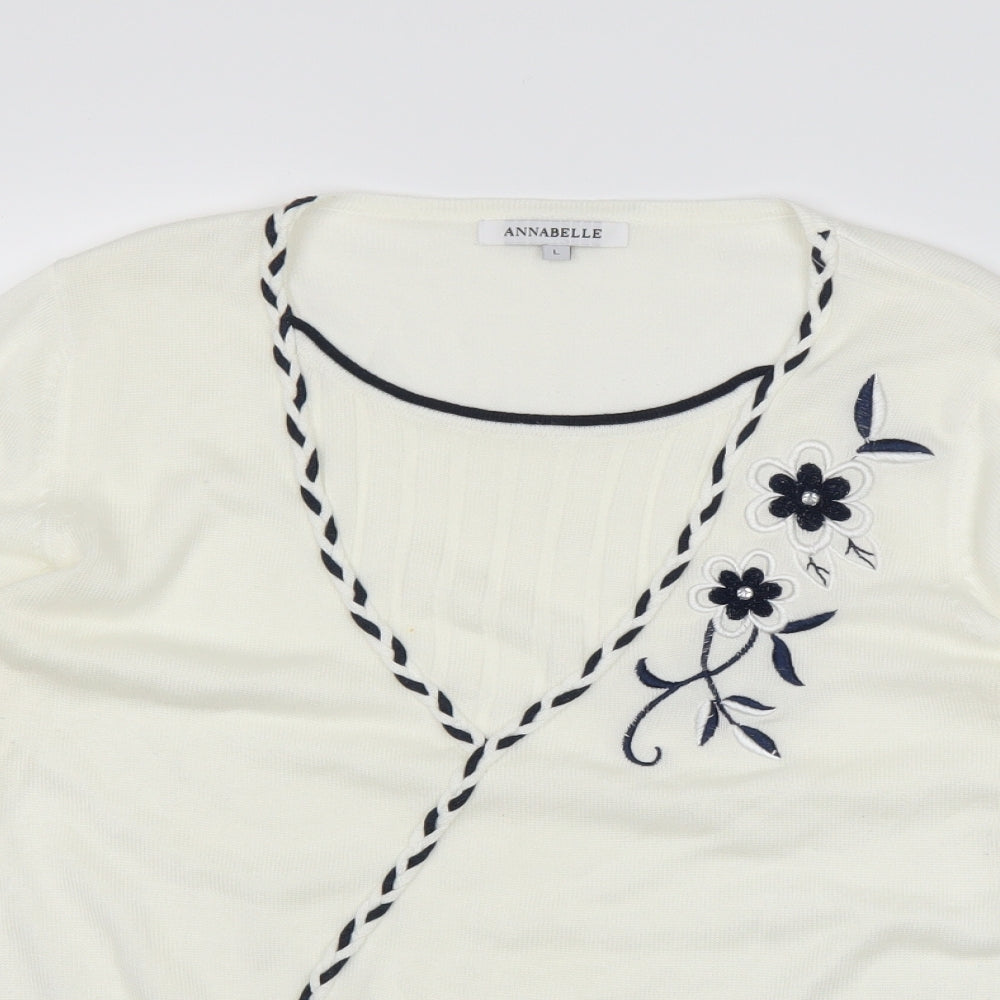 Annabelle Womens White   Basic T-Shirt Size L