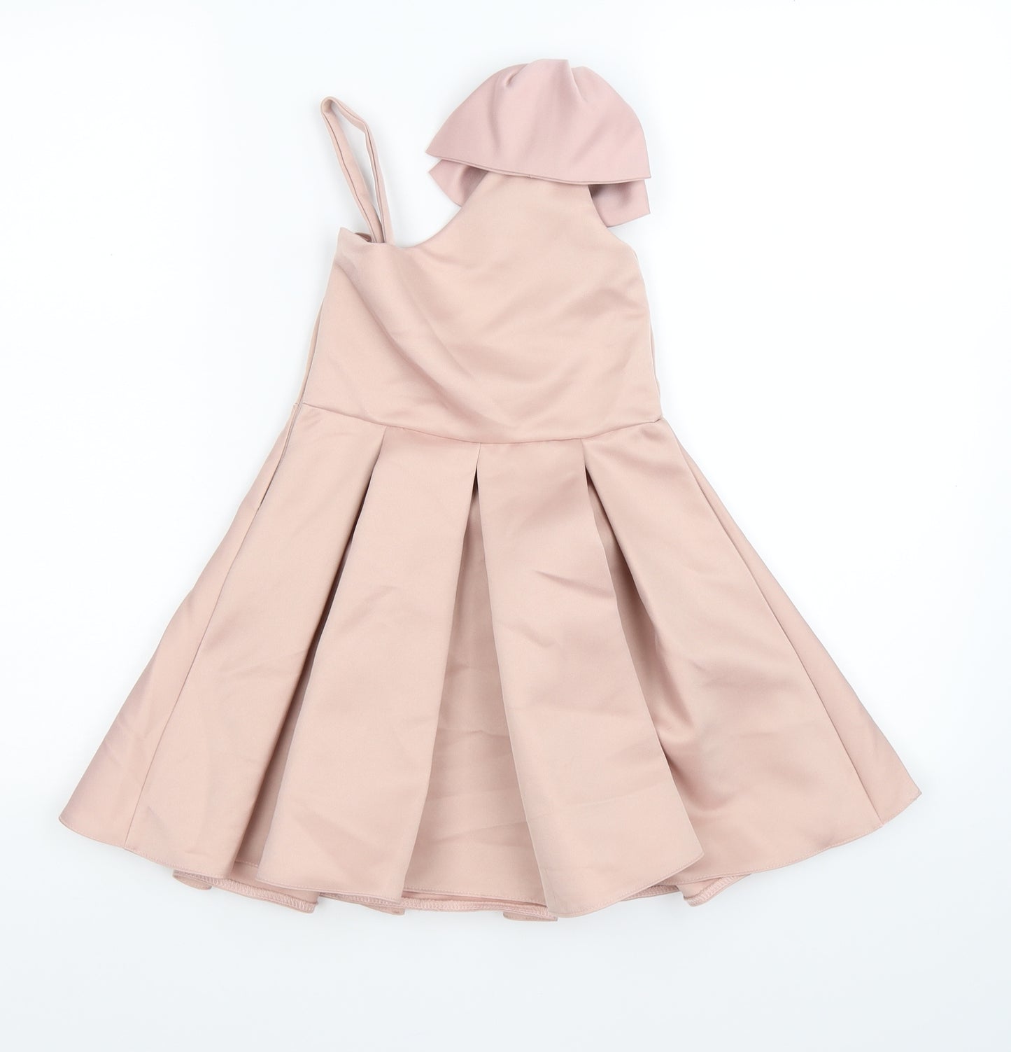 River Island Girls Pink  Satin Fit & Flare  Size 5 Years  - bow, party formal occasion