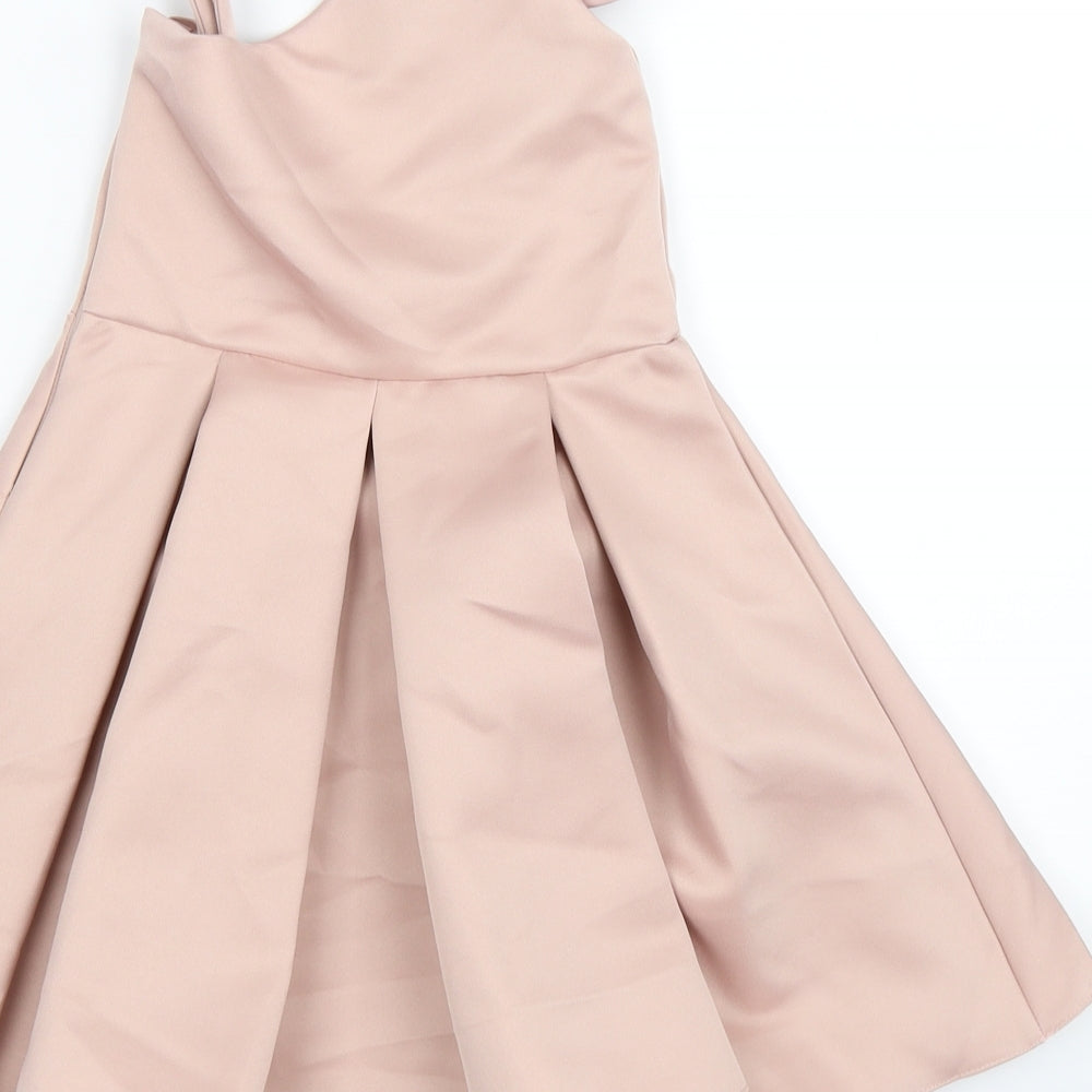 River Island Girls Pink  Satin Fit & Flare  Size 5 Years  - bow, party formal occasion
