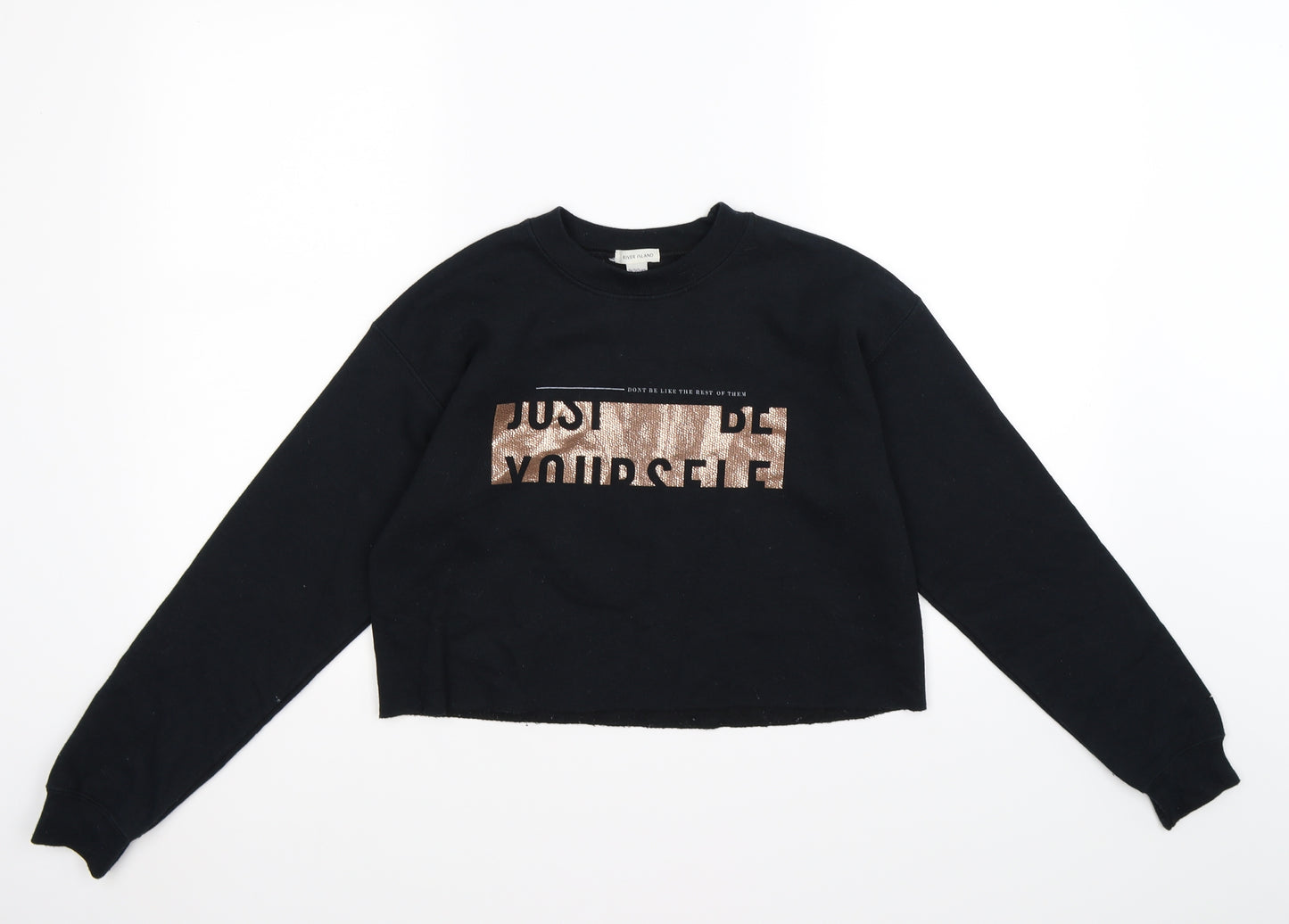 River Island Girls Black  Jersey Pullover Sweatshirt Size 9-10 Years  - be yourself