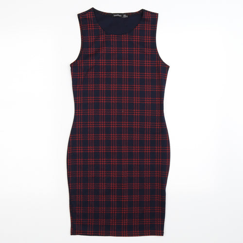 Boohoo Womens Blue Check  Bodycon  Size 4