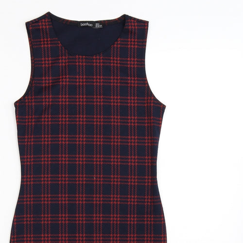 Boohoo Womens Blue Check  Bodycon  Size 4