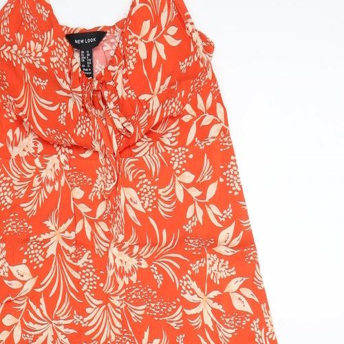 New Look Womens Orange Floral  Tank Dress  Size 12