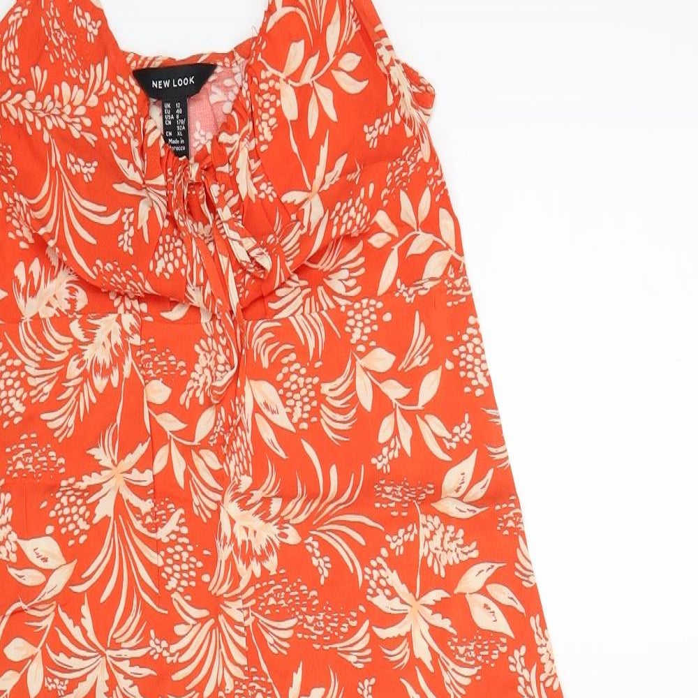 New Look Womens Orange Floral  Tank Dress  Size 12