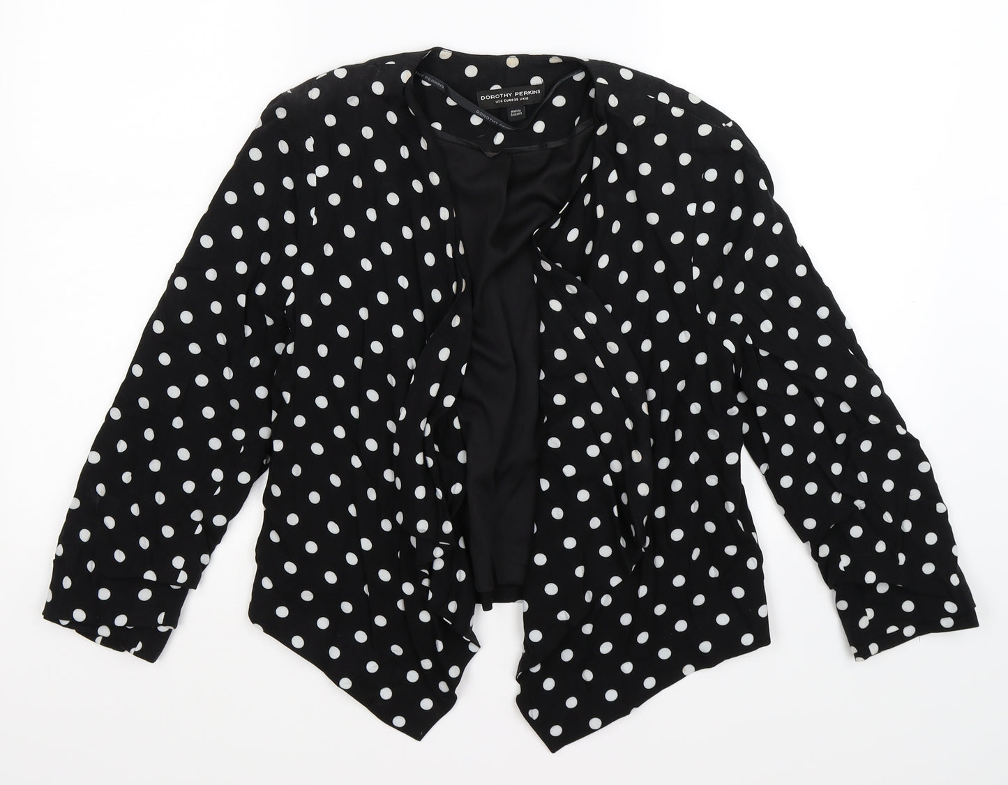 Dorothy Perkins Womens Black Polka Dot  Jacket  Size 10  - waterfall
