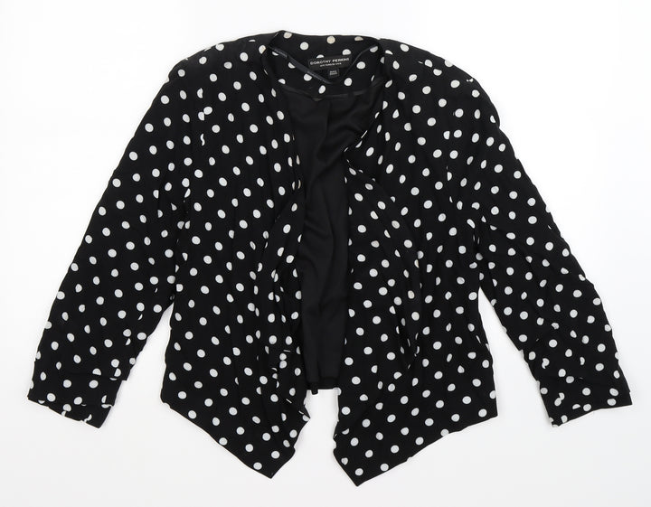 Dorothy Perkins Womens Black Polka Dot  Jacket  Size 10  - waterfall
