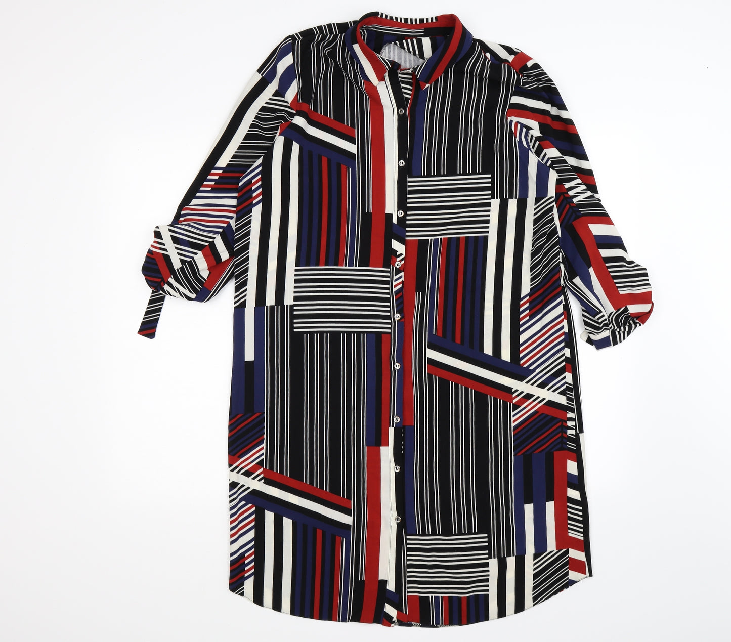 Red Herring Womens Blue Geometric  Shirt Dress  Size 14