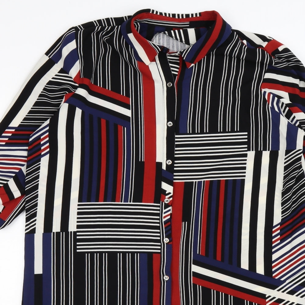 Red Herring Womens Blue Geometric  Shirt Dress  Size 14