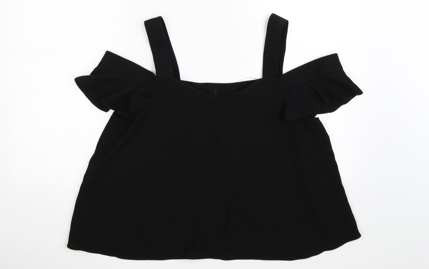 Topshop Womens Black   Basic T-Shirt Size 16  - cold shoudler