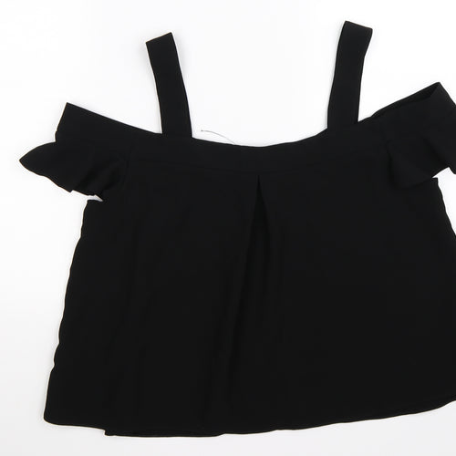 Topshop Womens Black   Basic T-Shirt Size 16  - cold shoudler