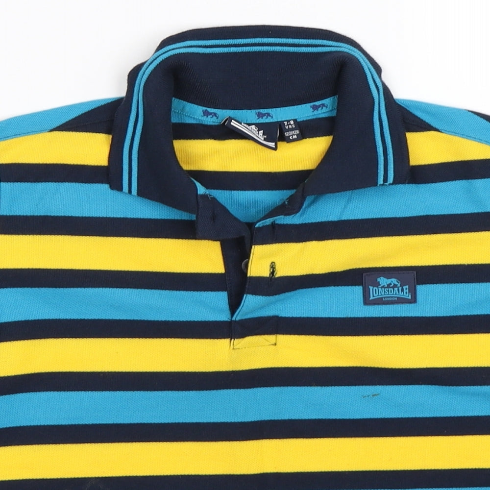 Lonsdale Boys Blue Striped  Basic Polo Size 7-8 Years