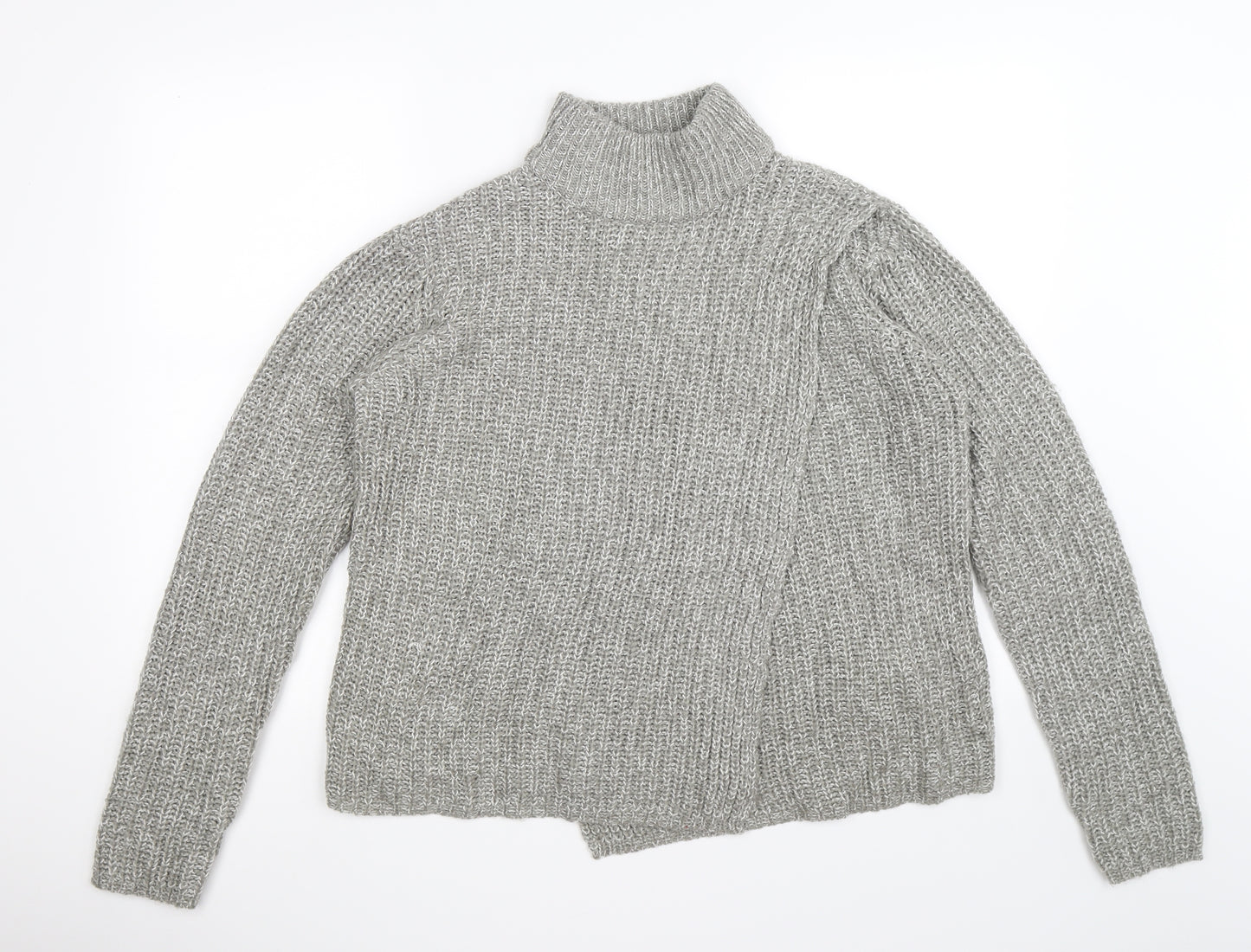ove knitwear Womens Grey  Knit Wrap Jumper Size 16