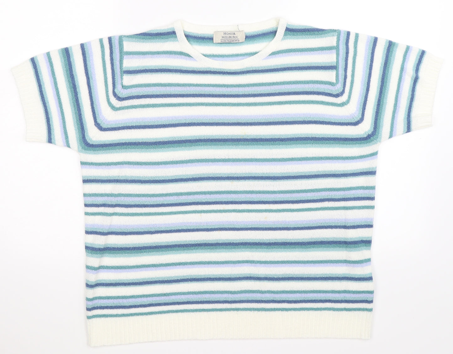 Honor Milburn Womens Blue Striped Knit Pullover Jumper Size L