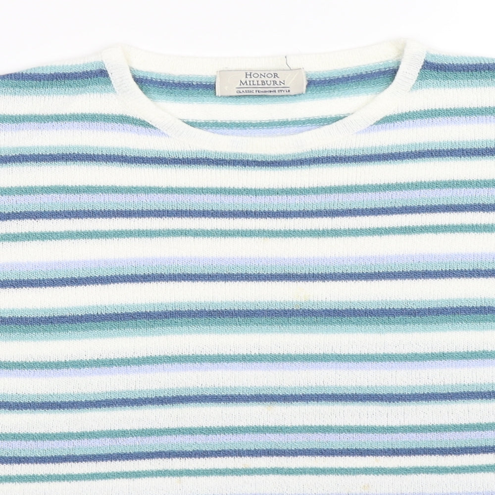 Honor Milburn Womens Blue Striped Knit Pullover Jumper Size L