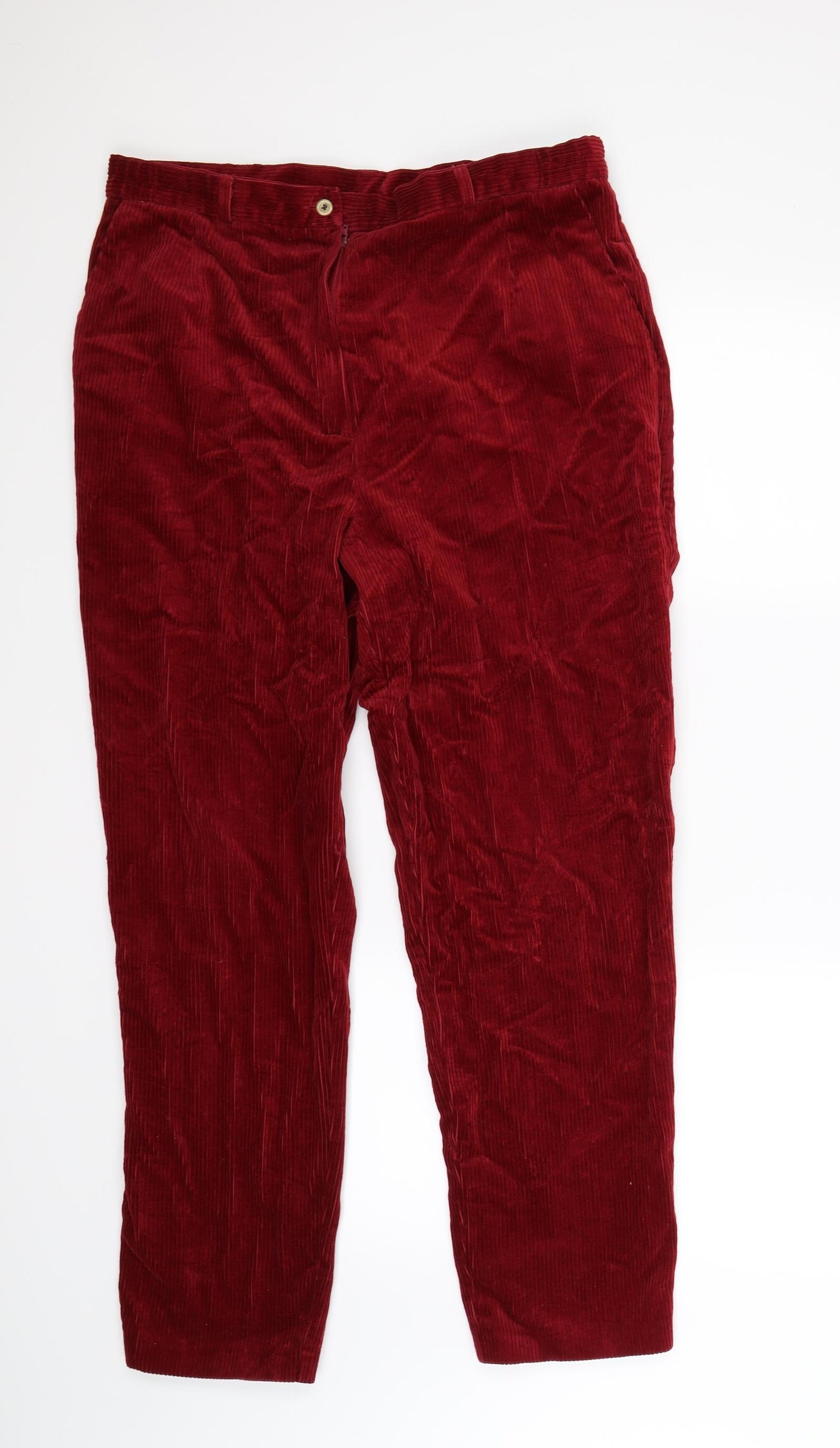 Essentials Womens Red Striped Corduroy Straight Jeans Size 18 L28 in