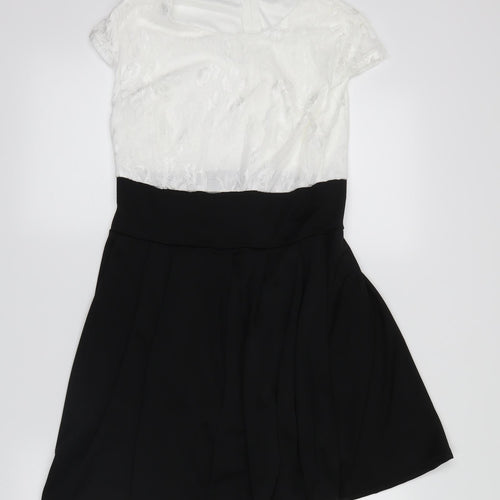 fei tong Womens White Floral  T-Shirt Dress  Size M