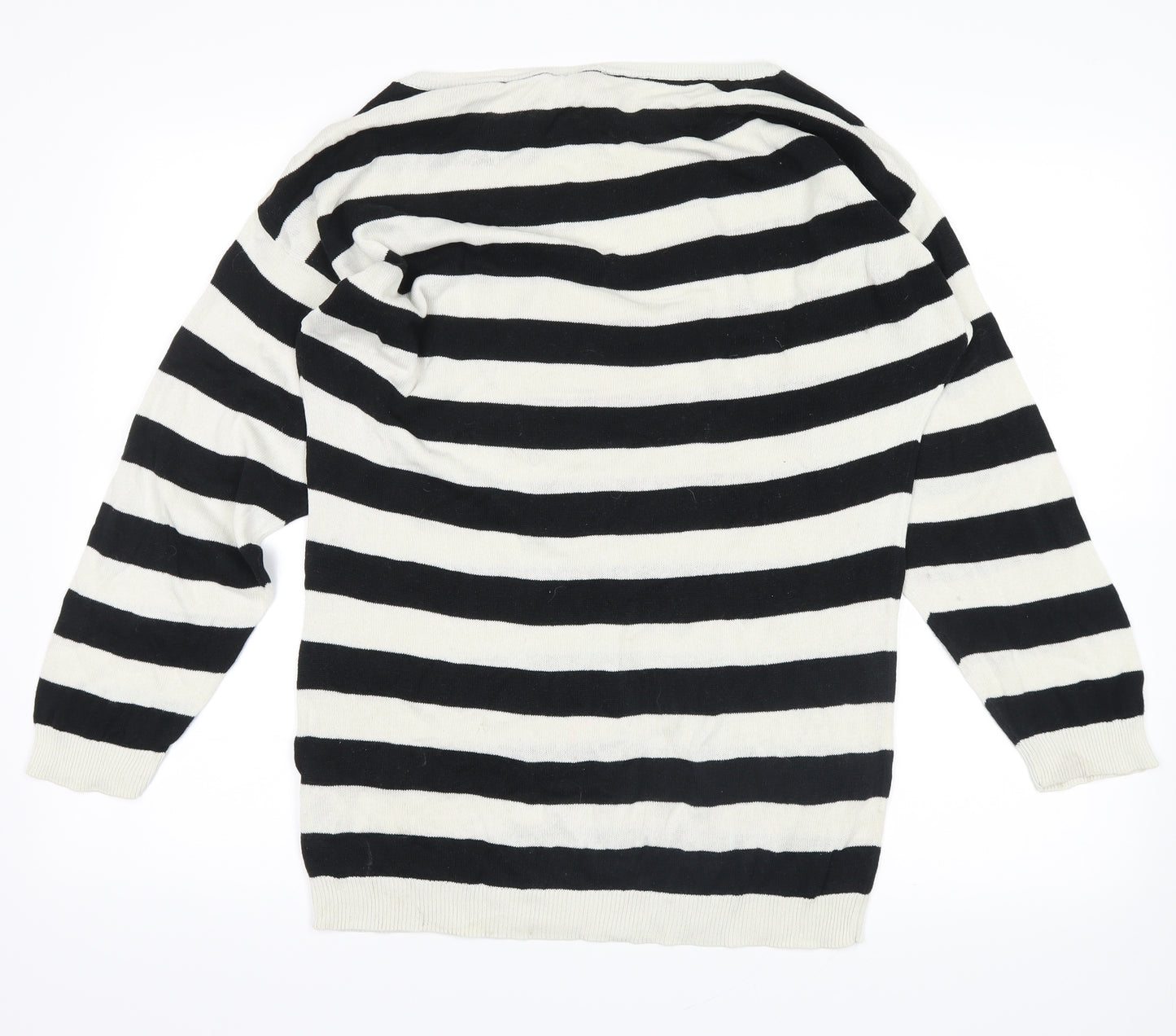 H&M Mens White Striped  Pullover Jumper Size S