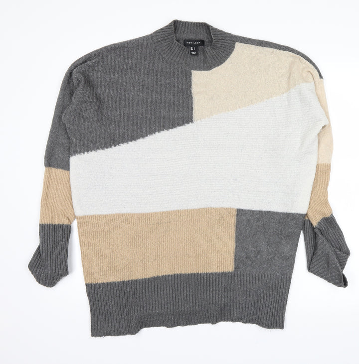 New Look Womens Beige Striped  Pullover Jumper Size L