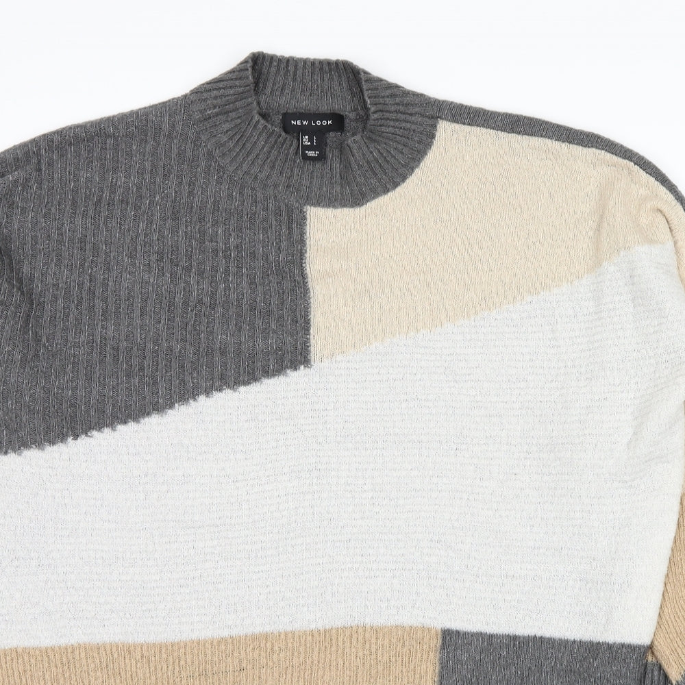 New Look Womens Beige Striped  Pullover Jumper Size L