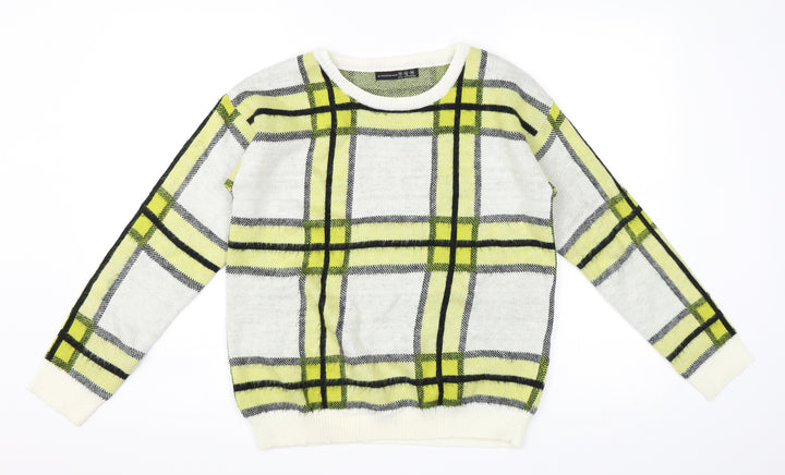 Primark Womens Yellow Check Pullover Jumper Size 10