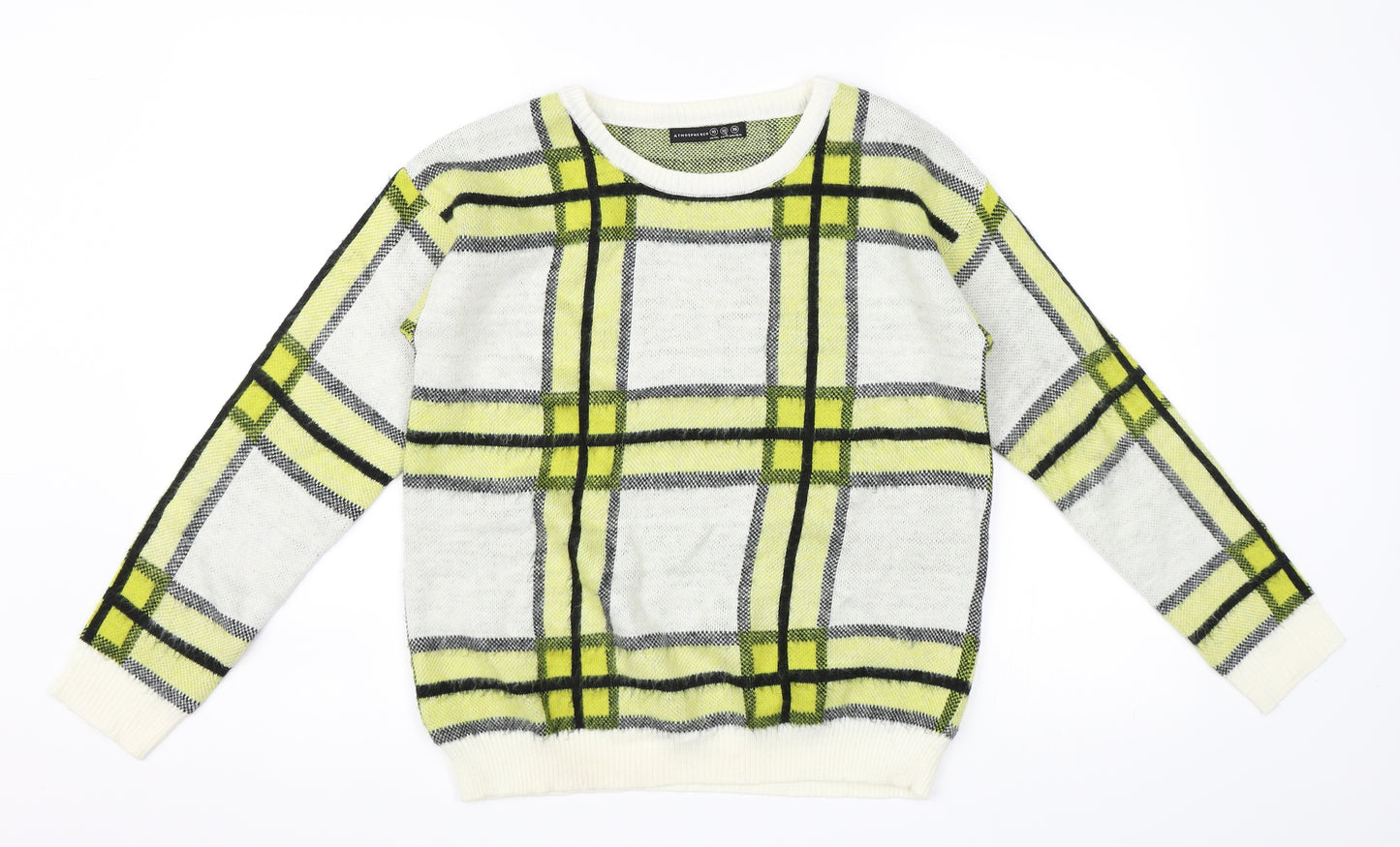 Primark Womens Yellow Check  Pullover Jumper Size 10