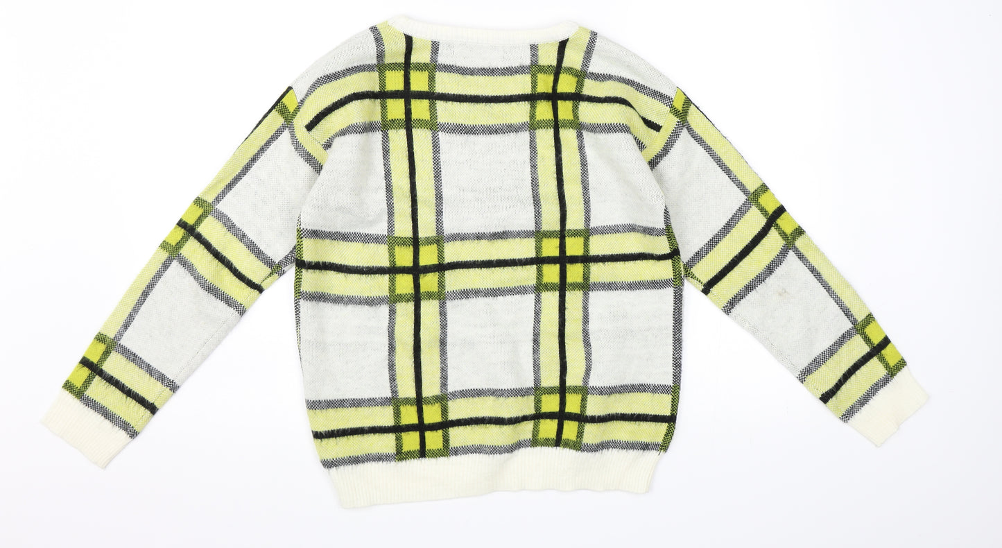 Primark Womens Yellow Check  Pullover Jumper Size 10