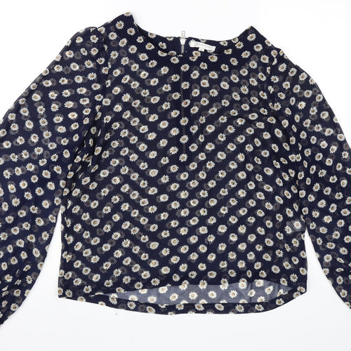 Glamorous Womens Blue Floral  Basic Blouse Size 14