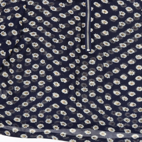 Glamorous Womens Blue Floral  Basic Blouse Size 14
