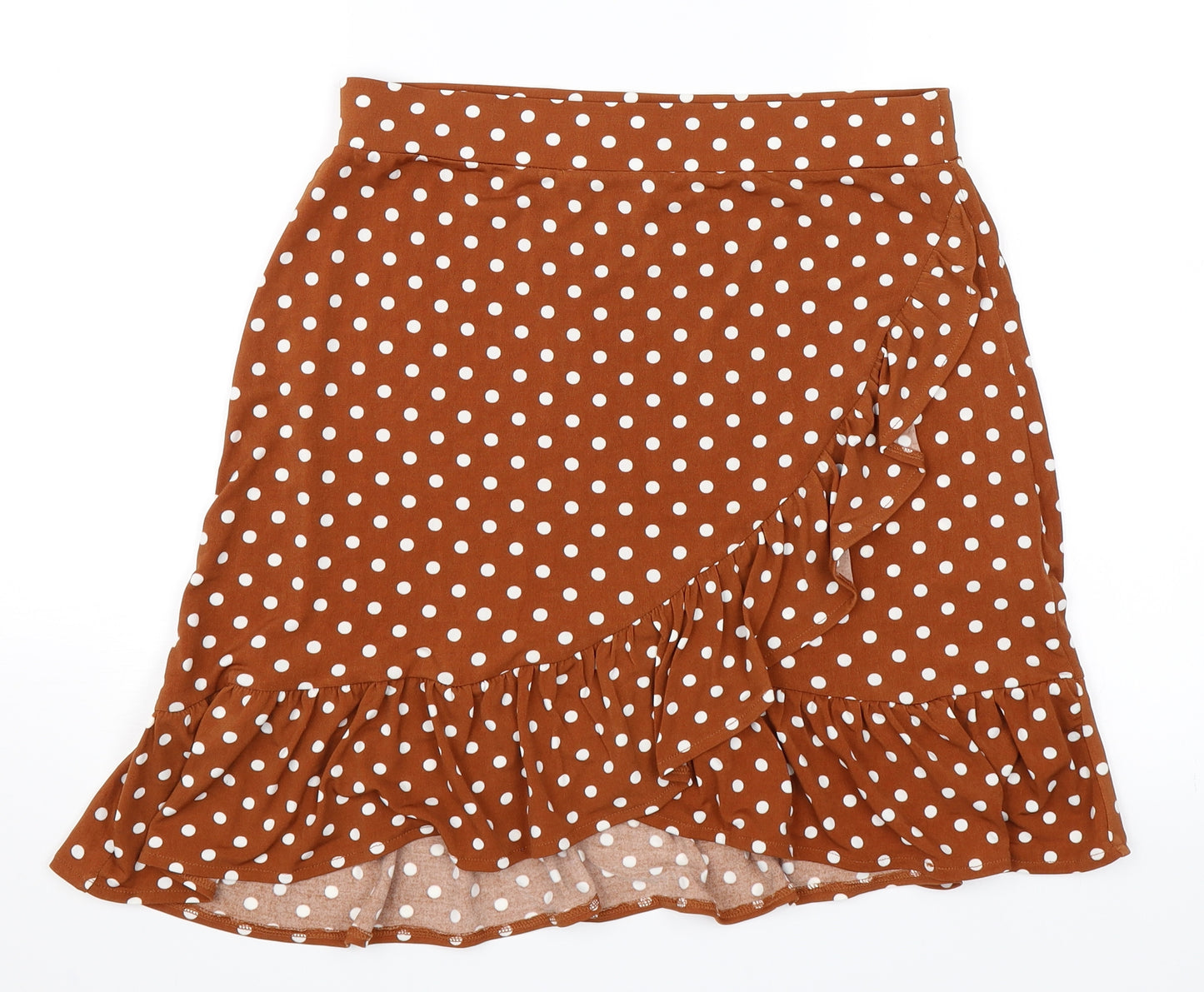 Oasis Womens Orange Polka Dot  Skater Skirt Size M