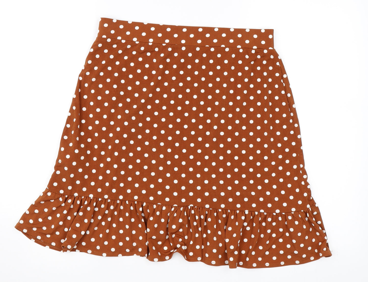 Oasis Womens Orange Polka Dot  Skater Skirt Size M
