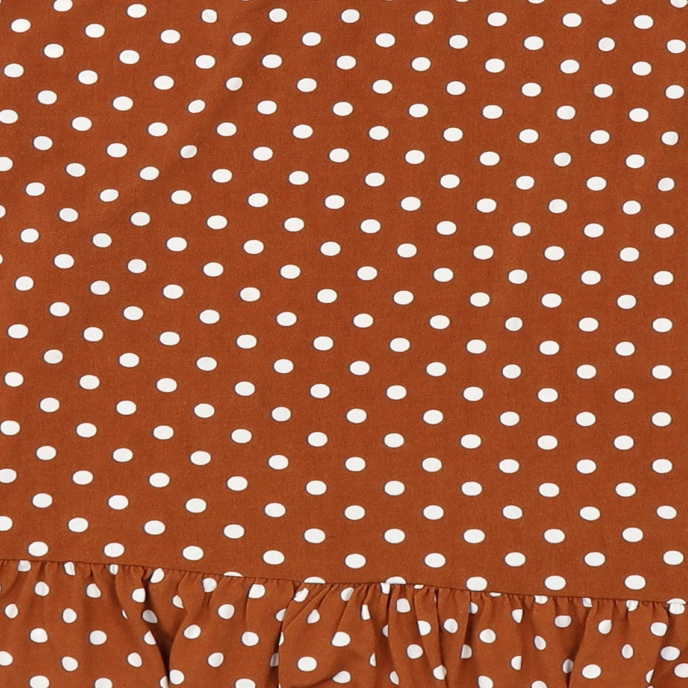 Oasis Womens Orange Polka Dot  Skater Skirt Size M