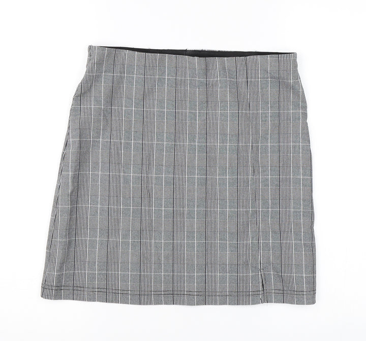 Topshop Womens Black Check A-Line Skirt Size 12