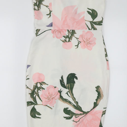 AX Paris Womens White Floral  Bodycon  Size 10