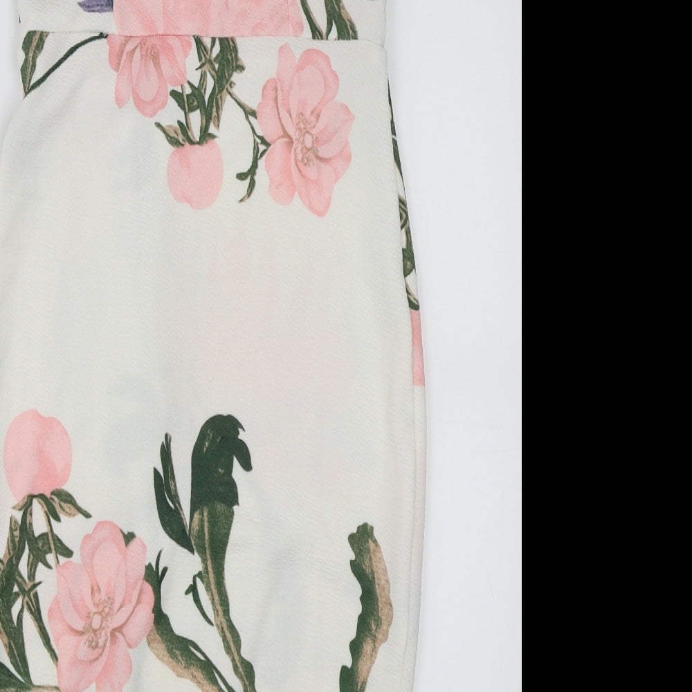 AX Paris Womens White Floral  Bodycon  Size 10