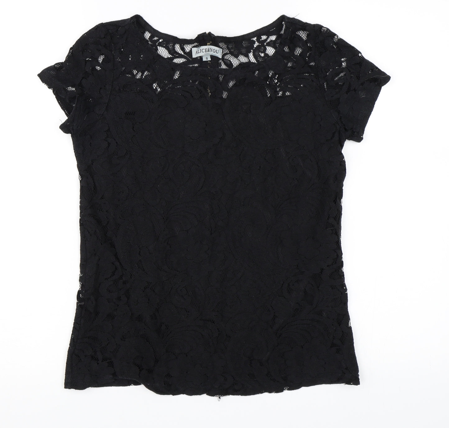 Alice & You Womens Black   Basic T-Shirt Size 8