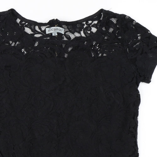 Alice & You Womens Black   Basic T-Shirt Size 8