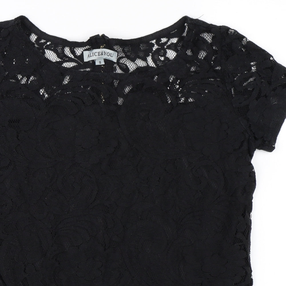 Alice & You Womens Black   Basic T-Shirt Size 8