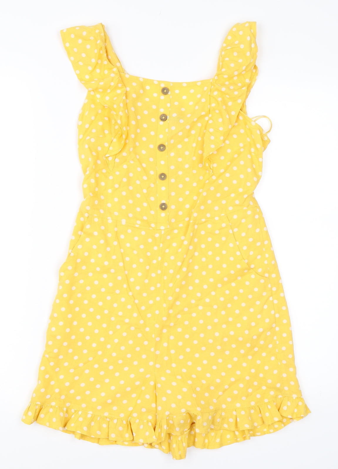 George Girls Yellow Polka Dot  Playsuit One-Piece Size 11-12 Years