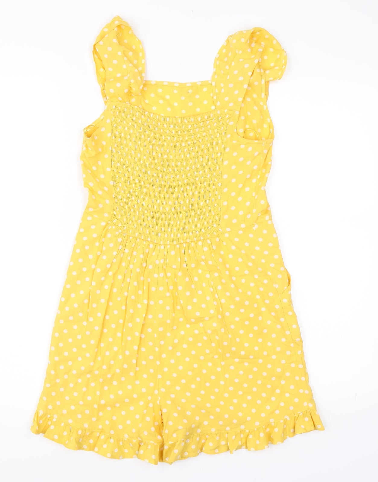 George Girls Yellow Polka Dot  Playsuit One-Piece Size 11-12 Years