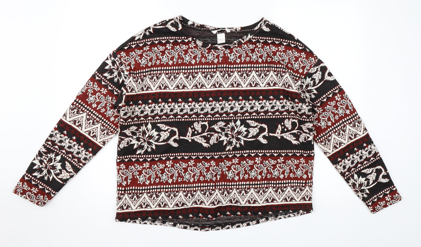 H&M Womens Red Paisley  Pullover Jumper Size M