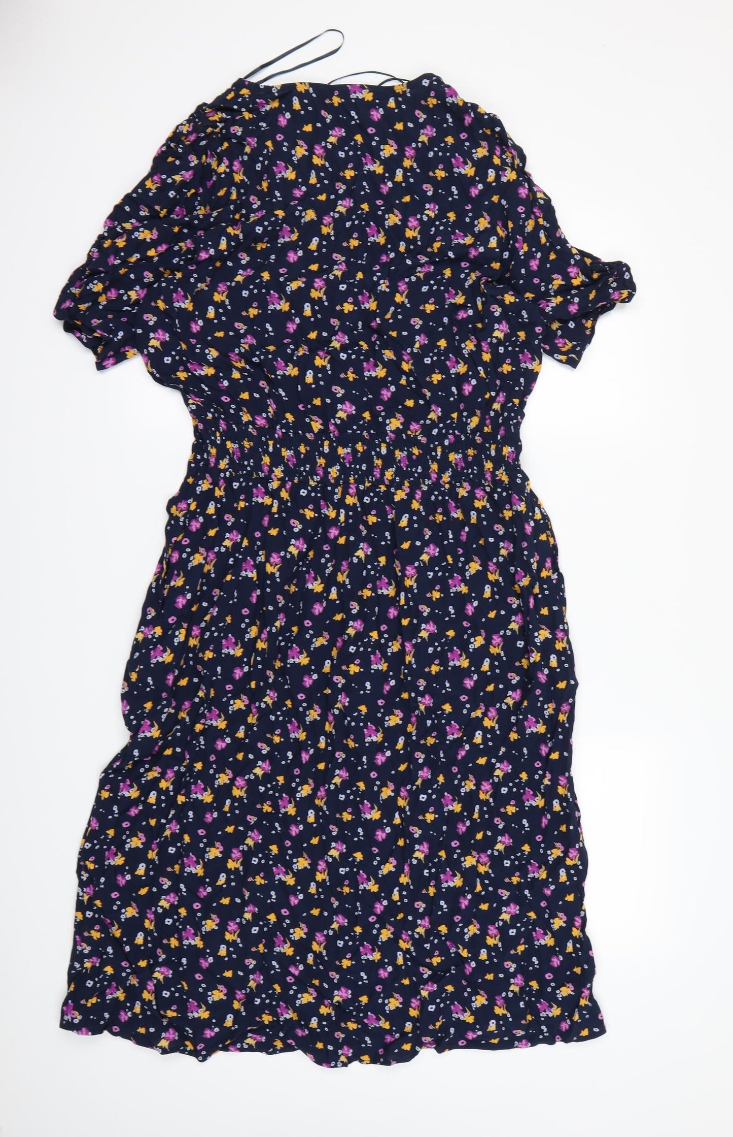 m&S Womens Blue Floral  Fit & Flare  Size 16