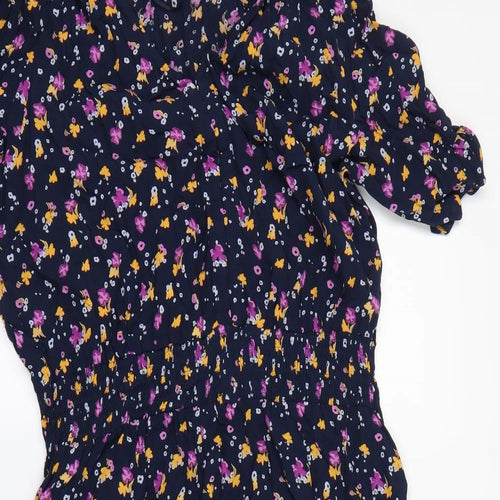 m&S Womens Blue Floral  Fit & Flare  Size 16