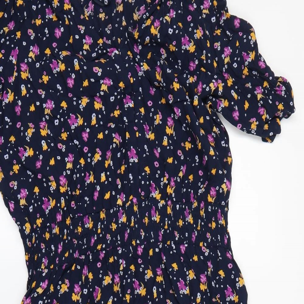 m&S Womens Blue Floral  Fit & Flare  Size 16
