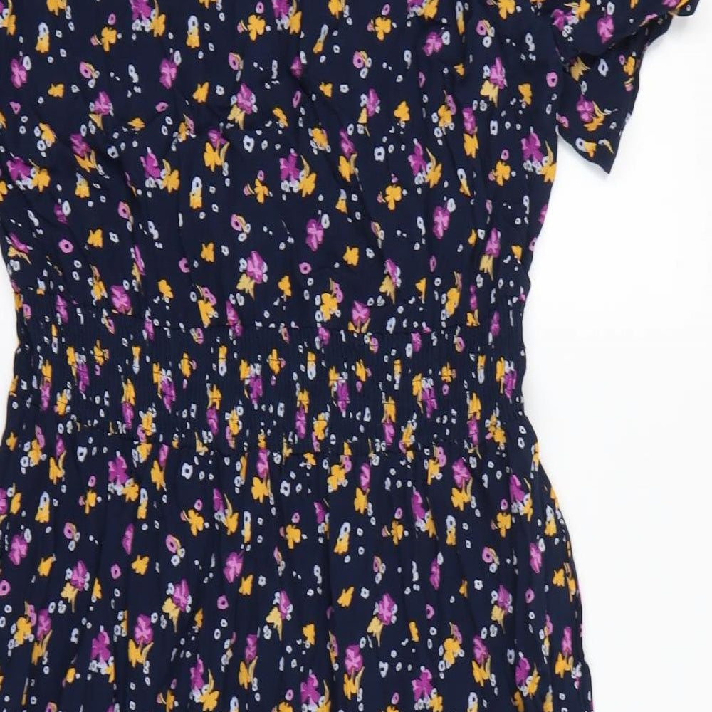 m&S Womens Blue Floral  Fit & Flare  Size 16