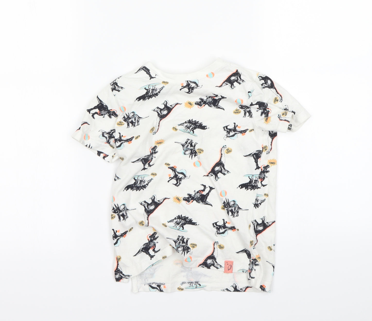 Nutmeg Boys White Spotted  Basic T-Shirt Size 4 Years  - DInosaur