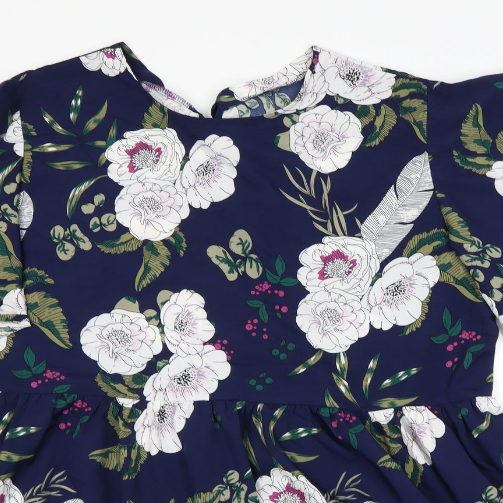 Shein  Womens Blue Floral  Fit & Flare  Size 2XL